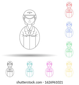 avatar pilot multi color style icon. Simple thin line, outline vector of avatars icons for ui and ux, website or mobile application