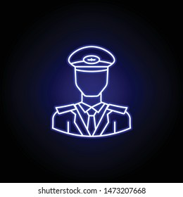 avatar pilot outline icon in blue neon style. Signs and symbols can be used for web logo mobile app UI UX