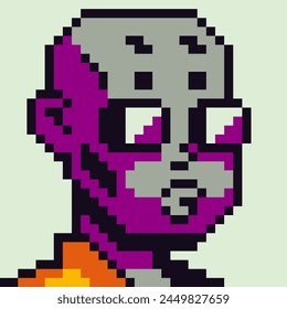 Avatar pixel bald female character, cartoon vector icon, 8-bit girl, game user or web profile persons and people, social net portrait, young woman face, minimalistic fashion, vector