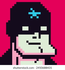 Avatar pixel male character hero in mask, cartoon vector icon, game user or web profile persons and people, 8-bit boy, social net portrait, futuristic man face, minimalistic fashion, vector art.