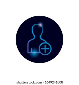Avatar and plus gradient style icon design of Person profile social communication human user partnership member and figure theme Vector illustration