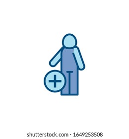 Avatar and plus sign line and fill style icon design of Person profile social communication human user partnership member and figure theme Vector illustration