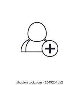 Avatar and plus sign line style icon design of Person profile social communication human user partnership member and figure theme Vector illustration