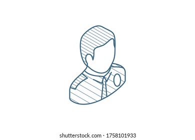 Avatar police officer isometric icon. 3d vector illustration. Isolated line art technical drawing. Editable stroke