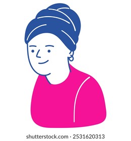 Avatar, portrait of a girl, woman in a simple, flat, linear style. Doodle art.