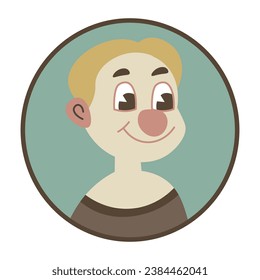 Avatar or portrait of young or small boy character, isolated icon of personage for family tree chart. Male kid with positive facial expression, cute guy friend or relative. Vector in flat style