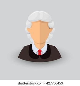 Avatar profession Judge. Gavel. Judge in a wig. Illustration. Vector. Eps10.