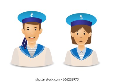 Avatar with a profession sailor. Professions set. International Labor Day. Flat Vector illustration. Eps 10.