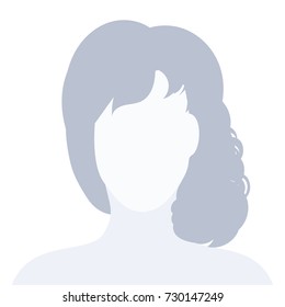 Avatar profile icon. Female. Anonymous faceless user. Flat  vector illustration for your design.
