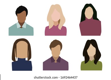 Avatar Profil Symbol-Set inklusive männlich und weiblich. Weißer Hintergrund.
 Stockillustration der Vektorillustration