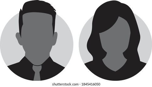 Avatar profile icon set including male and female.