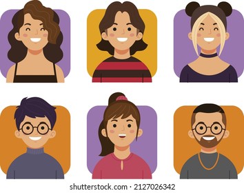 Avatar profile icon set including male and female character