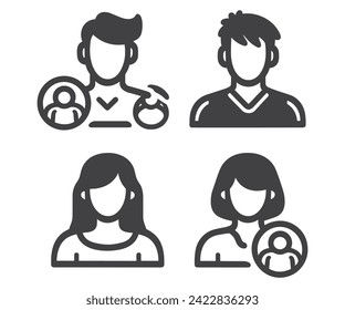 Avatar profile icon set including male and female .Avatar Icons. Granite Series. Simple glyph style icons set.