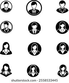 Avatar profile icon set including male and female. This is an editable eps vector file.