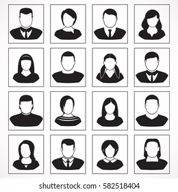 Avatar profile icon set including male and female.