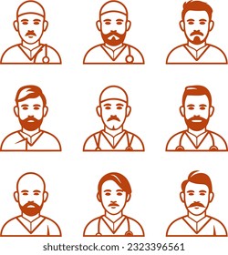 Avatar profile icon set male set