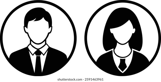avatar profile male and female icon silhouette vector 