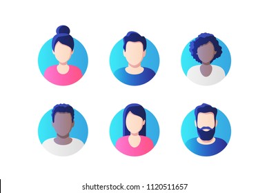 Avatar profile picture icon set including male and female. Vector illustration. - Shutterstock ID 1120511657