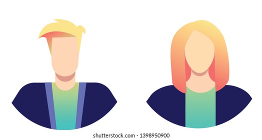 Avatar profile picture icon set including male and female. Business men and women avatar icons. Vector illustration of flat design people characters. - Vector