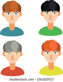 Avatar profile picture icon set including male