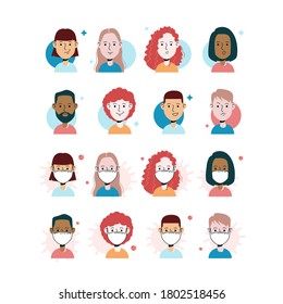 Avatar profile picture icon set including male and female. Vector illustration Ideal for social media and business presentations, UI, UX, graphic and web design, applications and interfaces