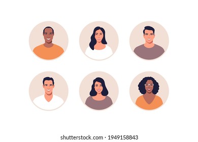 Avatar profile picture icon set including male and female. Vector illustration.