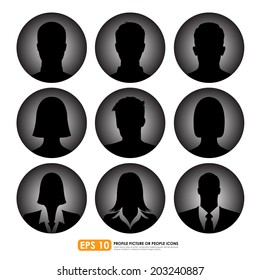 Avatar profile picture icon set including  male, female & businesspeople