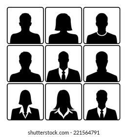 Avatar profile picture icon set on white background