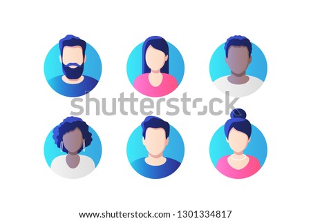 Avatar profile picture icon set including male and female. Vector illustration.
