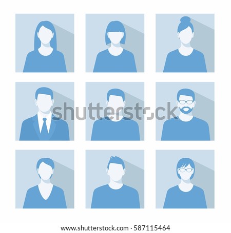 Avatar profile picture icon set including male and female 