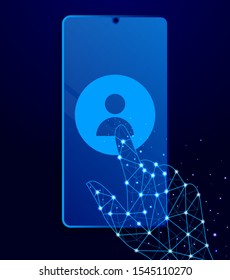 avatar, profile touch phone. Polygon style touch phone vector illustration.