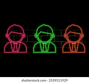 avatar, profile yellow neon icon .Transparent background. Yellow neon vector icon.