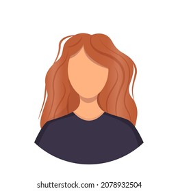 Avatar of a redhaired woman. Portrait of a young girl. Vector illustration of a face