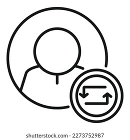 Vector de contorno de icono de repost de avatar. Gráfico de informes. Marca moderna