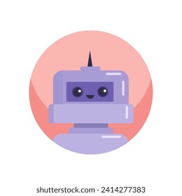 Avatar del robot con un estilo colorido. El encanto y el humor de un divertido avatar robot ofrecen una experiencia visualmente entretenida adecuada para perfiles personales y proyectos creativos. Ilustración vectorial.