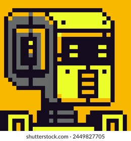Avatar robot pixel character, sky-fi cartoon vector icon, game user or web profile persons and people, 8-bit girl, social net portrait, face, minimalistic fashion, vector illustration.