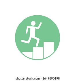 Avatar running on steps block silhouette style icon design of Person profile social communication human user partnership member and figure theme Vector illustration