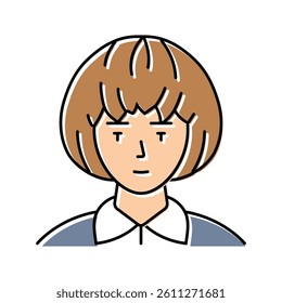 avatar school girl japanese color icon vector. avatar school girl japanese sign. isolated symbol illustration