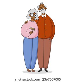Avatar of senior elderly couple isolated