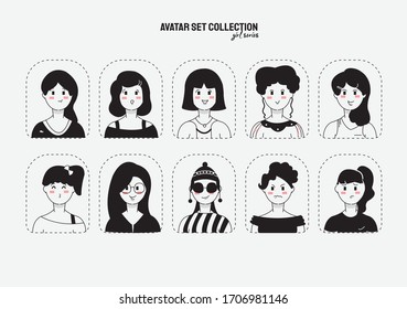 Avatar Set Collection (girl version) in Black n White