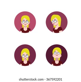 Avatar set With eyes nose and mouth Left,Up,Front,Right Down view
