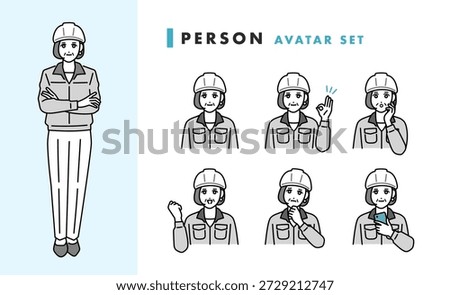 Avatar set of female managers wearing work clothes and helmets