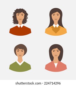 Avatar set front portrait office employee business woman for web design icons  - vector