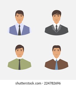 Avatar set front portrait office employee businessman for web design  - vector