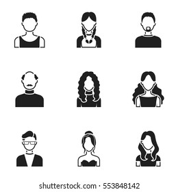 Avatar set icons in black style. Big collection of avatar vector symbol stock illustration