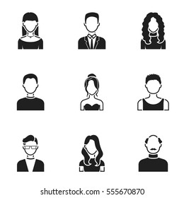Avatar set icons in black style. Big collection of avatar vector symbol stock illustration