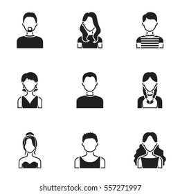 Avatar set icons in black style. Big collection of avatar vector symbol stock illustration
