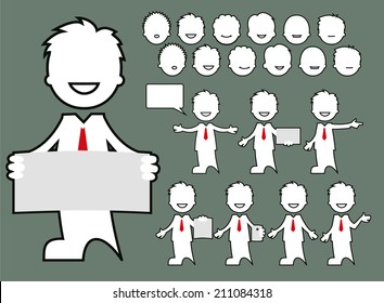Avatar. Set of isolated business character poses - vector illustration. 