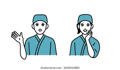 Avatar set of male and female bar staff