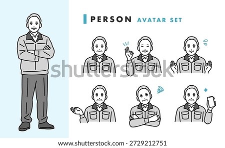Avatar set of male managers wearing work clothes